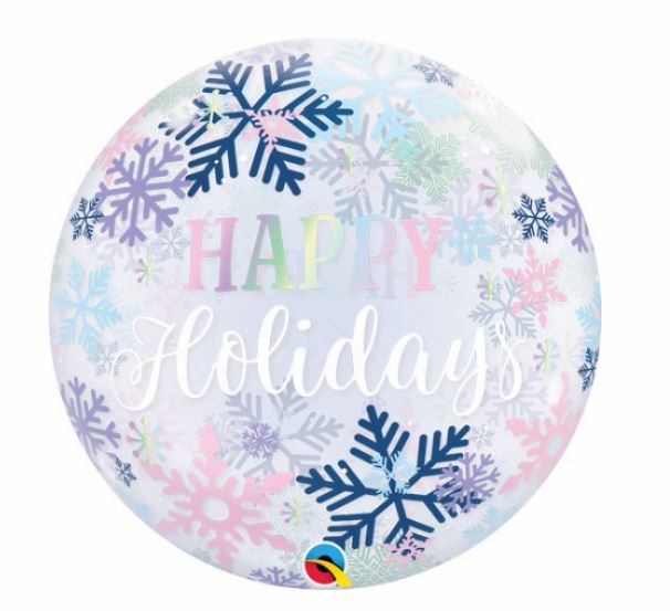 Single 22" Bubble Happy Holidays Balloon