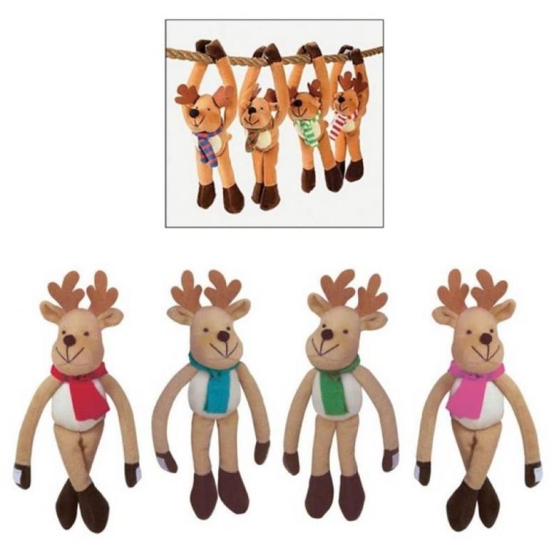 Plush Hanging Reindeer 28cm With Fastener Hands