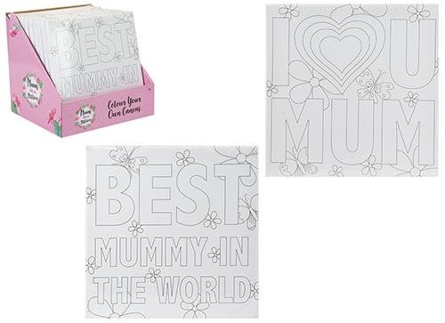 Colour Your Own Mum Canvas 25cm X 25cm 2 Assorted