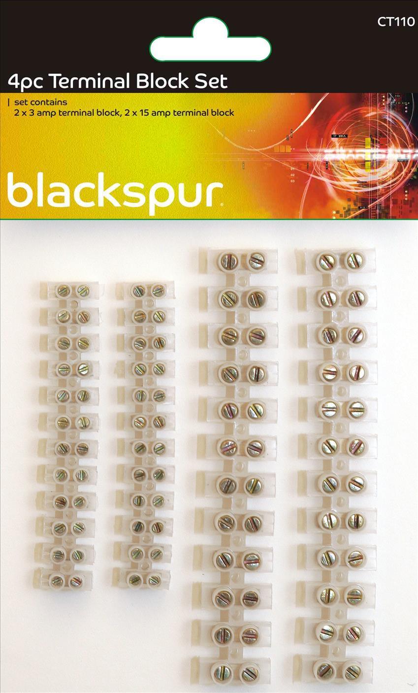 (image for) Blackspur 4 Pack Terminal Block Set ( 3Amp And 15Amp Fuse )