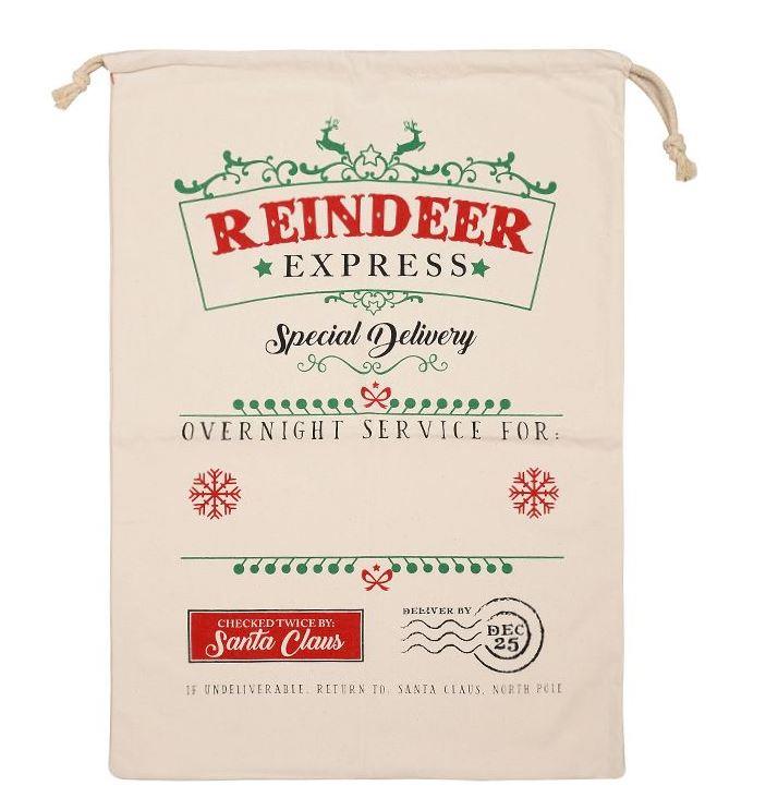 Reindeer Express Delivery Santa Sack 70cm X 50cm