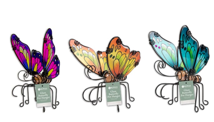 Decorative Glass Butterfly Pot Hanger