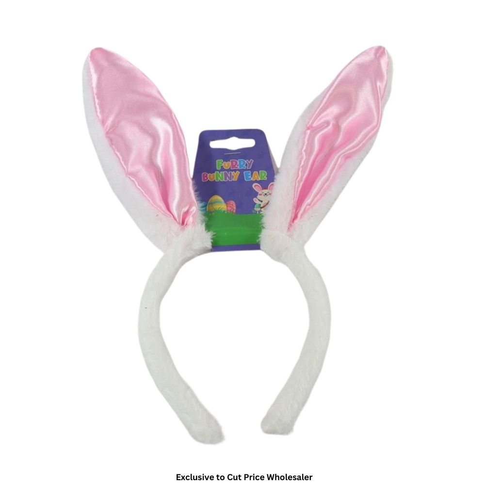 White & Pink Satin Easter Bunny Headband