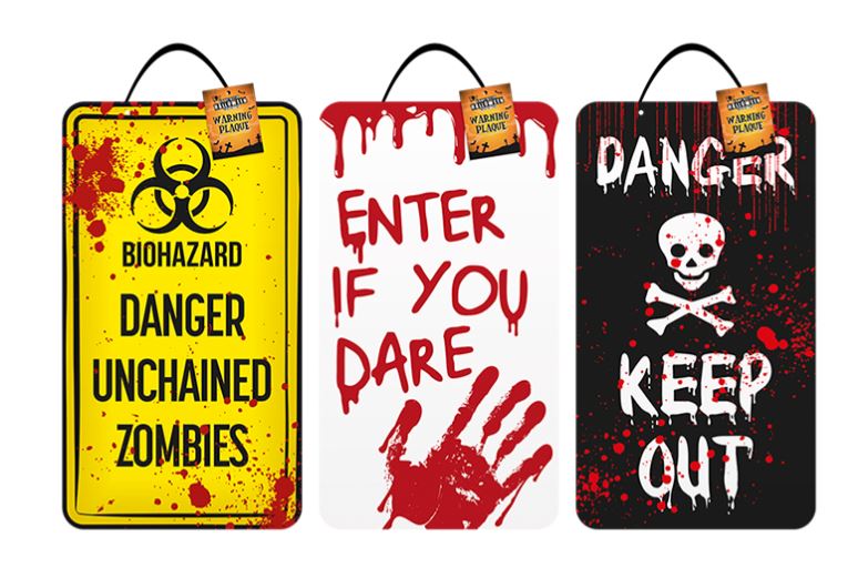 Halloween Warning Plaque 40 x 23cm