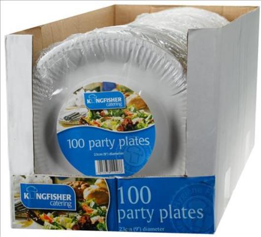 (image for) 9" ( 23cm ) White Paper Disposable Plates 100 Pack