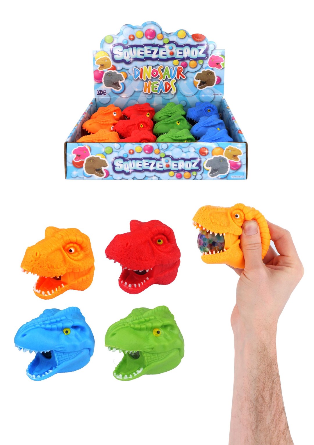 Squeeze Dinosaur Head With Beads 9cm