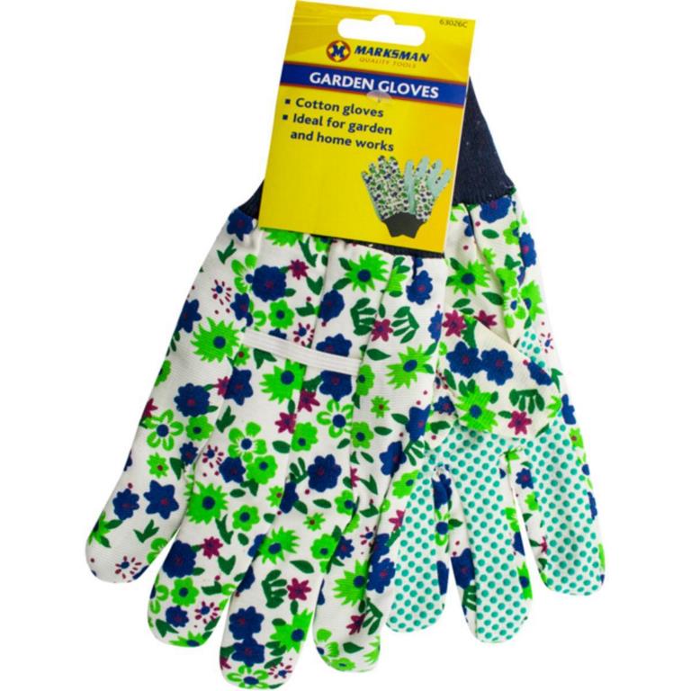 Floral Cotton Garden Gloves Elastic Cuff