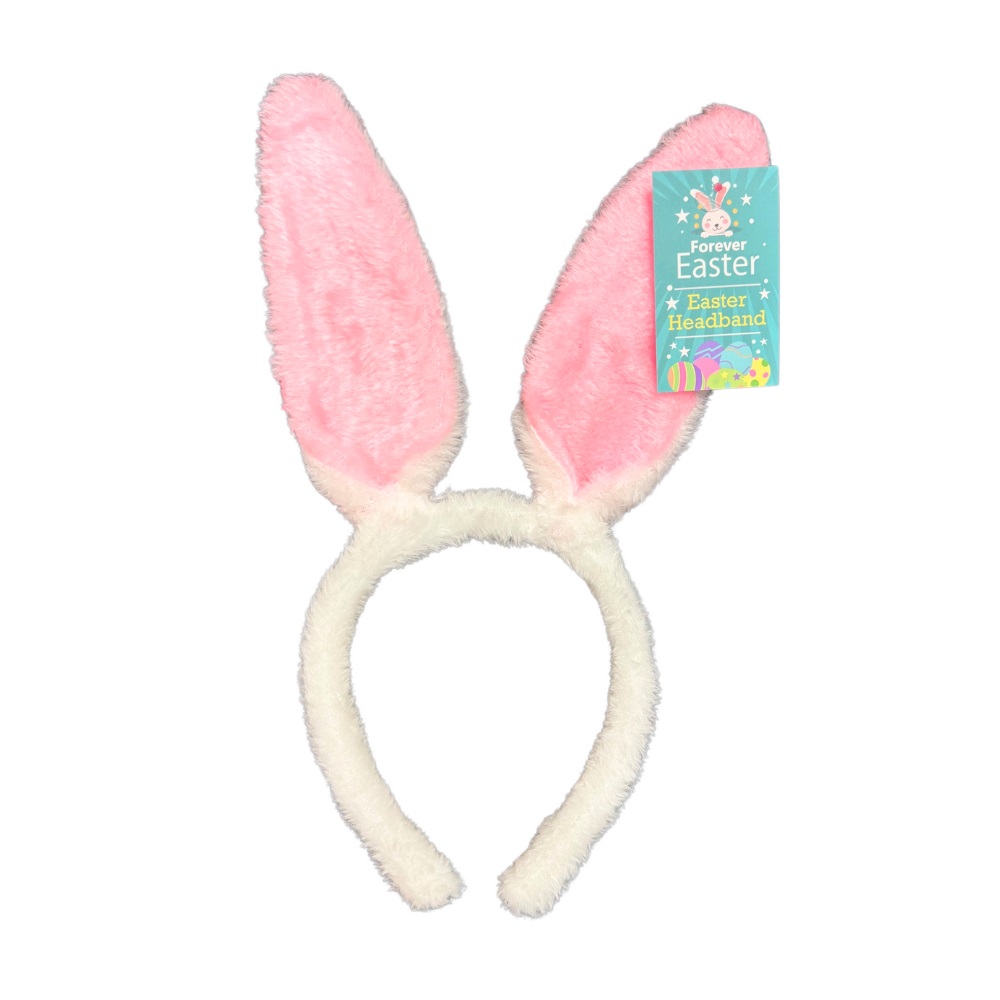 Bunny Ears Headband White with Pink Fur