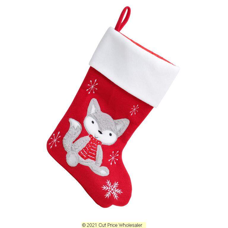 Deluxe Plush Red Fluffy Fox Stocking 40cm X 25cm