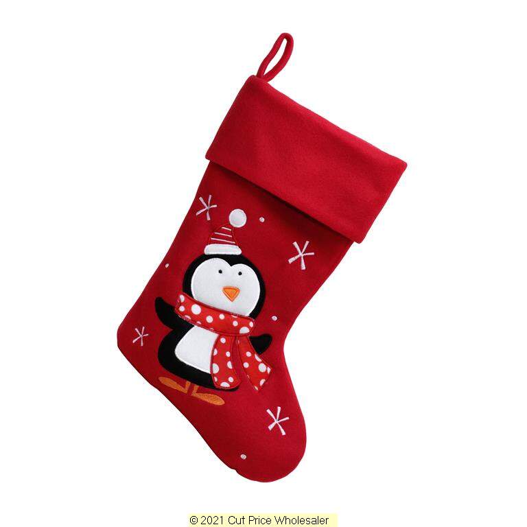 Deluxe Plush Red Cute Penguin Stocking 40cm X 25cm