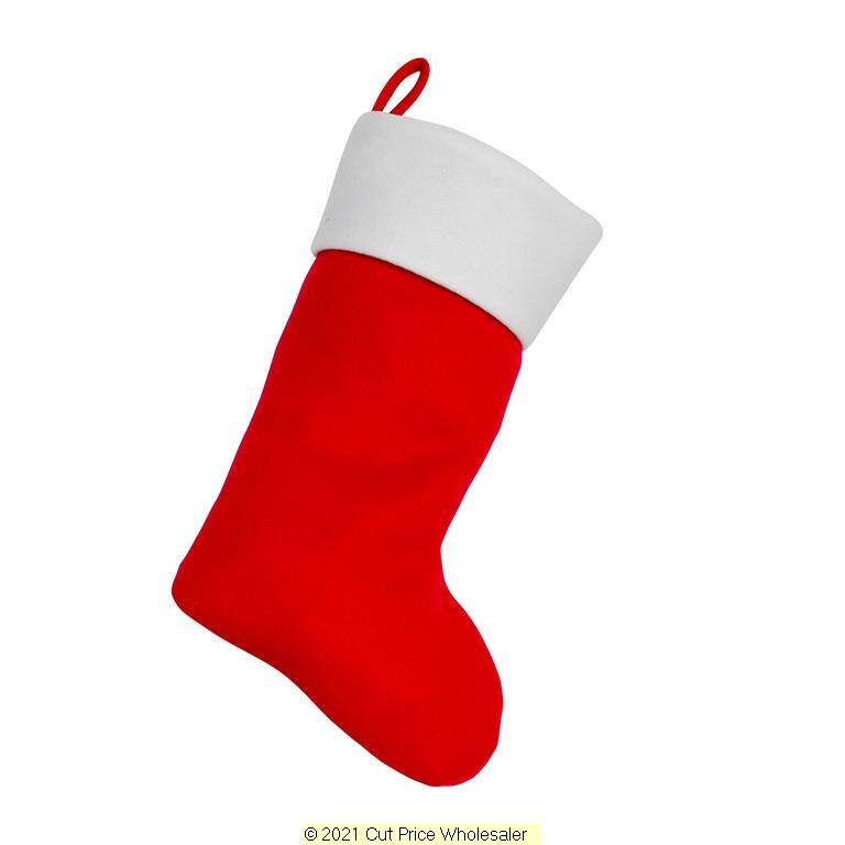 Deluxe Plush Plain Red Stocking 40cm X 25cm