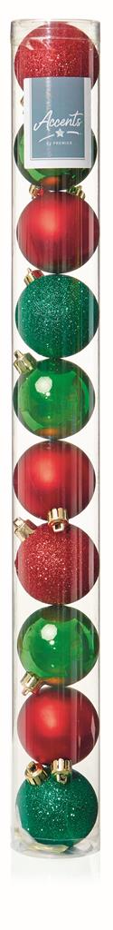 (image for) 10 x 60mm Red Multi Finish Baubles