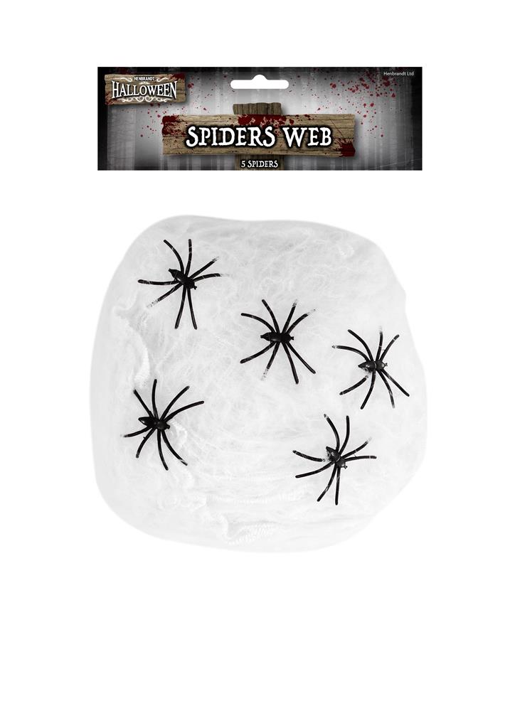 White Spiders Web (40g) with 5 Plastic Spiders