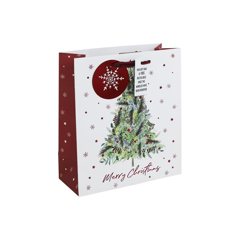 Christmas Christmas Tree White Kraft Med Bag ( 215Mm X 253Mm X 102Mm )
