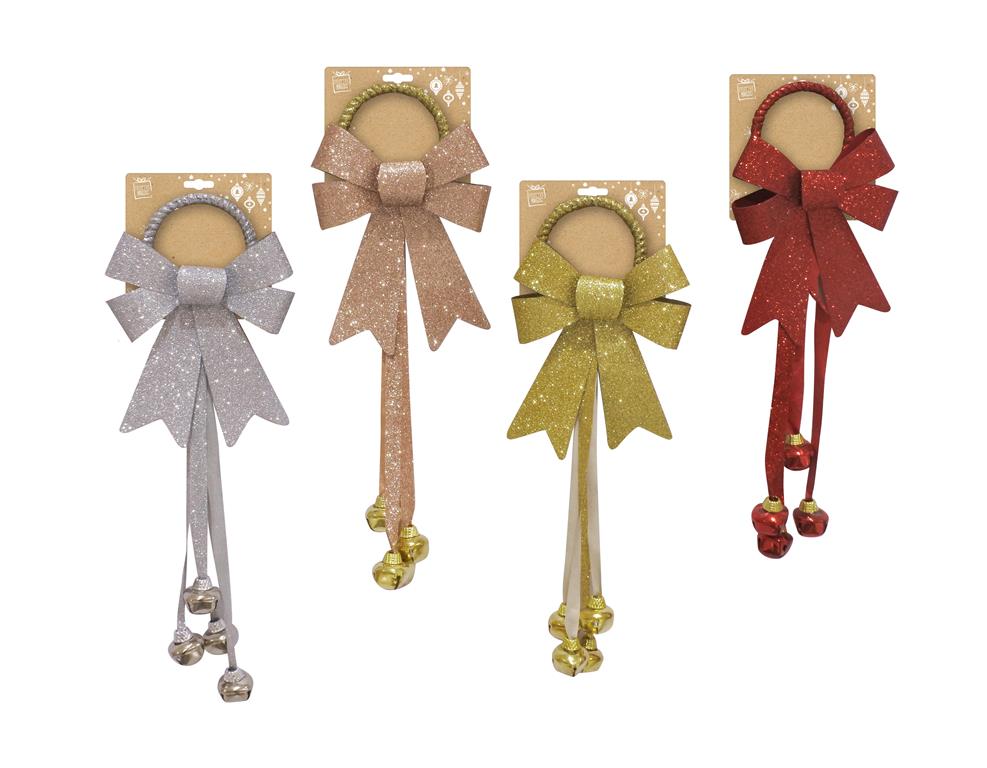 Door Bow Glitter Hanger With 4 Nutbells