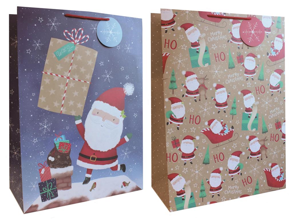Gift Bag Christmas Santa/Santa Pattern Jumbo (40.5 X 55.8 X 20.5cm)