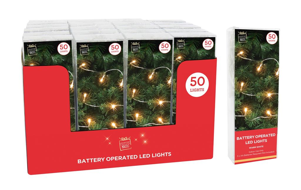 Christmas Warm White LED String Lights ( 50 Lights )