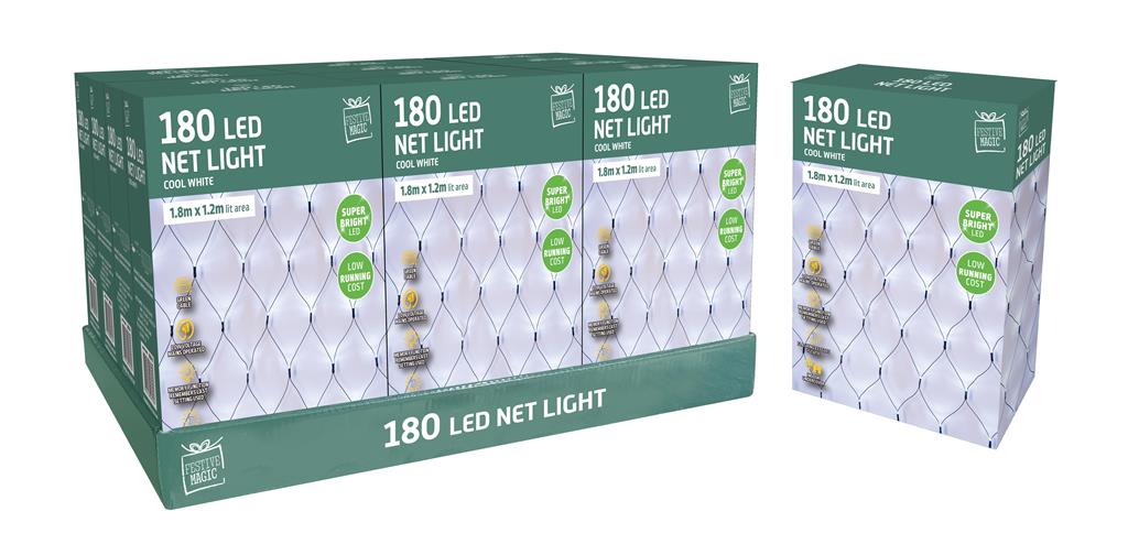 Christmas White LED Net Light ( 180 Lights )
