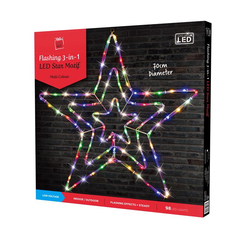 LED Tubelight 3D Star 70cm Flash Multi