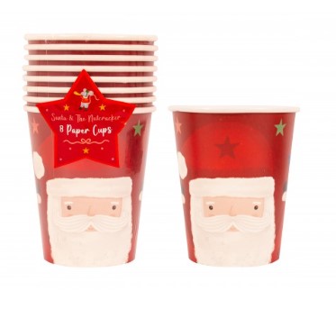 Christmas Santa Face Paper Tumbler 8oz Pack Of 8