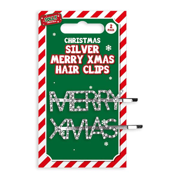 Jewelled Merry Christmas Hair Slides 2 Pack